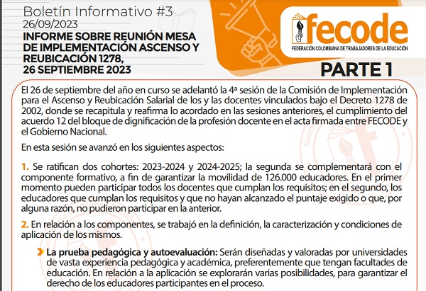 Informe sobre reunión Mesa de Implementación Ascenso y Reubicación 1278, 26 septiembre 2023